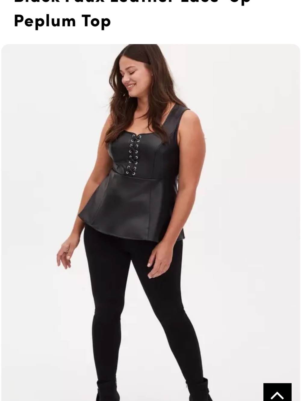 TORRID Black Faux Leather Lace-Up Peplum Camisole! Plus Size 2